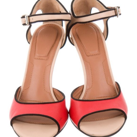 NWB GIVENCHY AUTHENTIC red and tan Leather Sandals womens size 6 - Picture 6 of 10